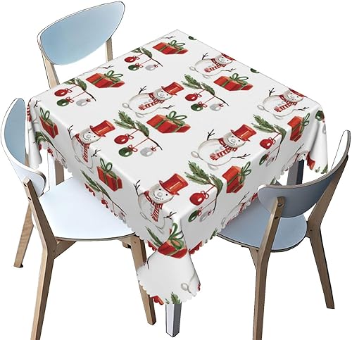 Miniatura 1 de Mantel cuadrado con temática de Navidad, 70 x 70 pulgadas, resistente a las manchas, reutilizable, lavable, estampado cuadrado, para cocina, al aire