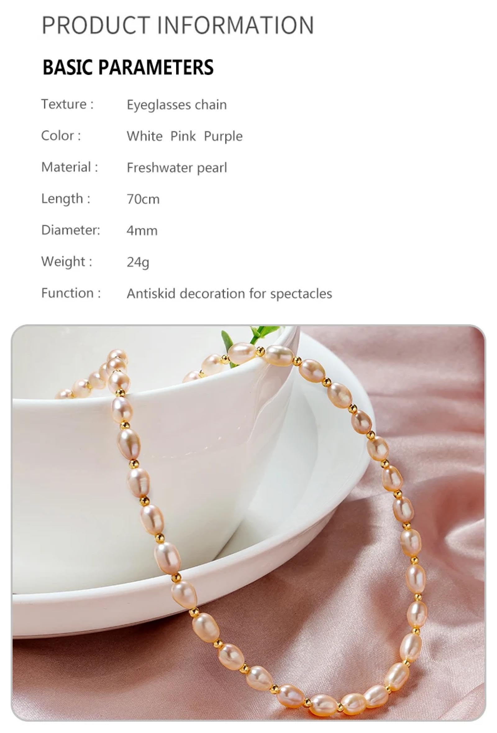 Brillenkette Perlen Brille Kette Perle Charm Überzogen Metall Kette Silikon Schlaufen Sonnenbrille Accessoire Hängendes Seil Am Hals