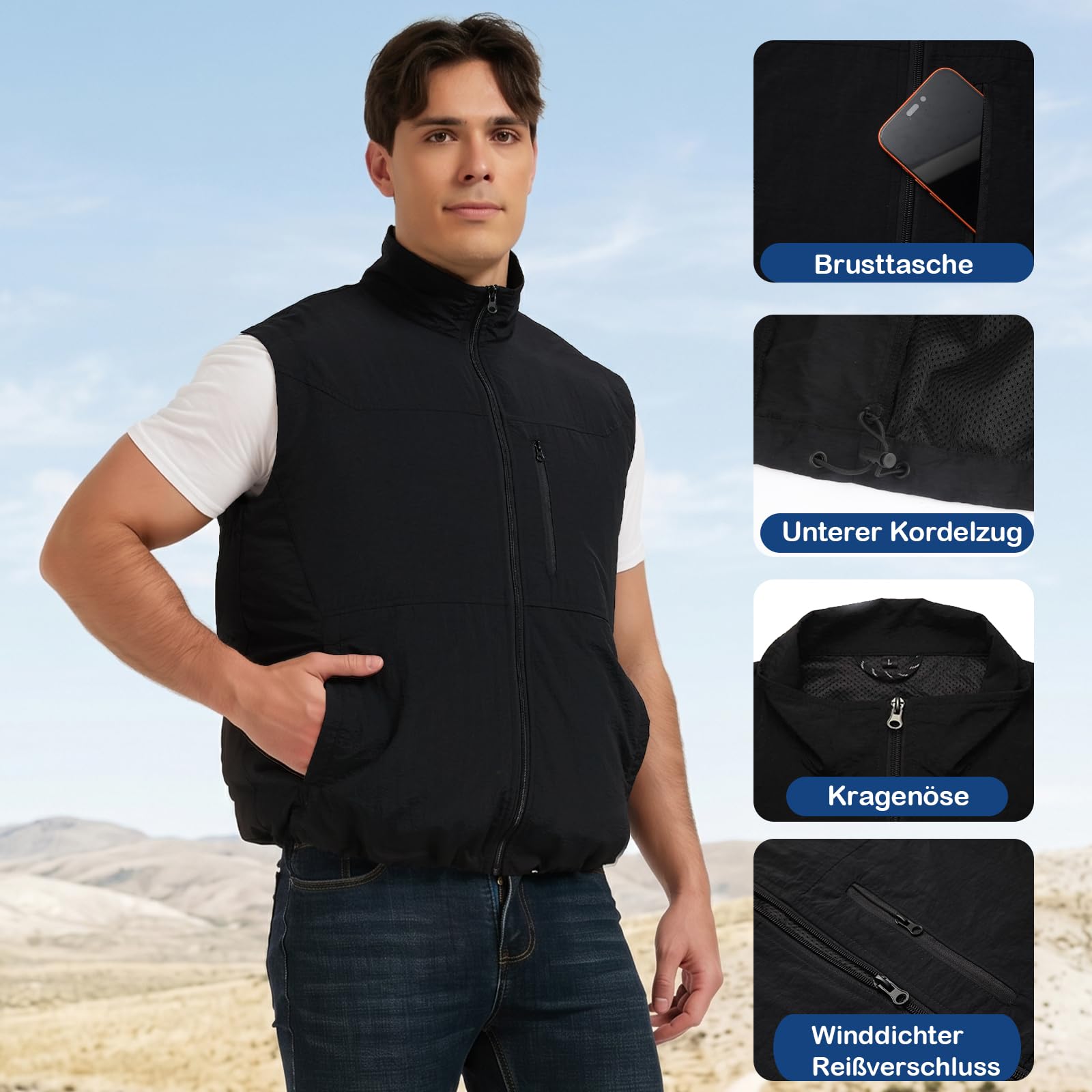 Gilet refrigerante da 12 V, con 4 ventole e batteria, giacca termica elettrica per uomo e donna, per campeggio, escursionismo, ciclismo, lavoro