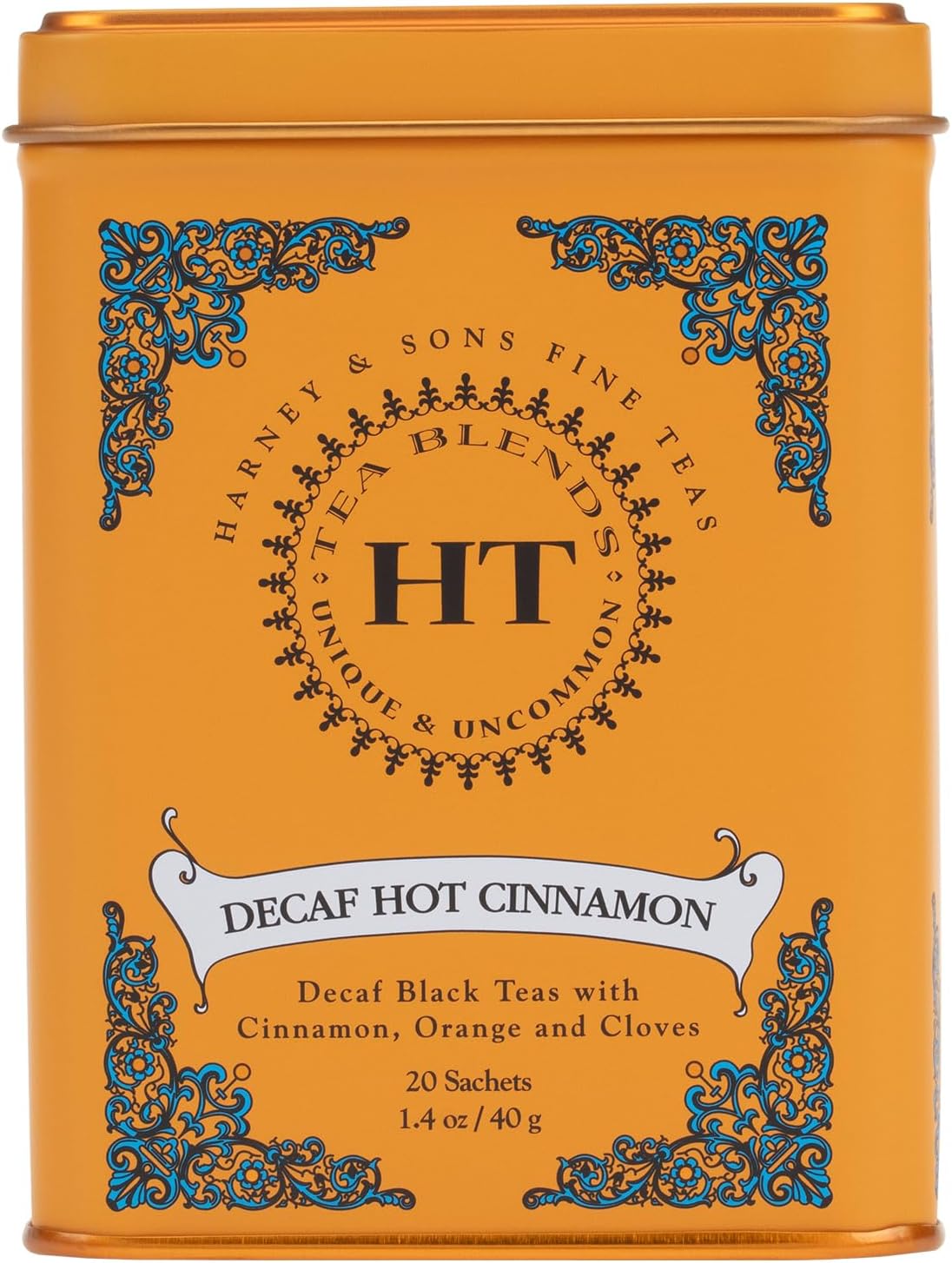 Harney & Sons and Decaf Hot Cinnamon, Decaf Flavored Black 20 Sachets per Tin 1.4oz