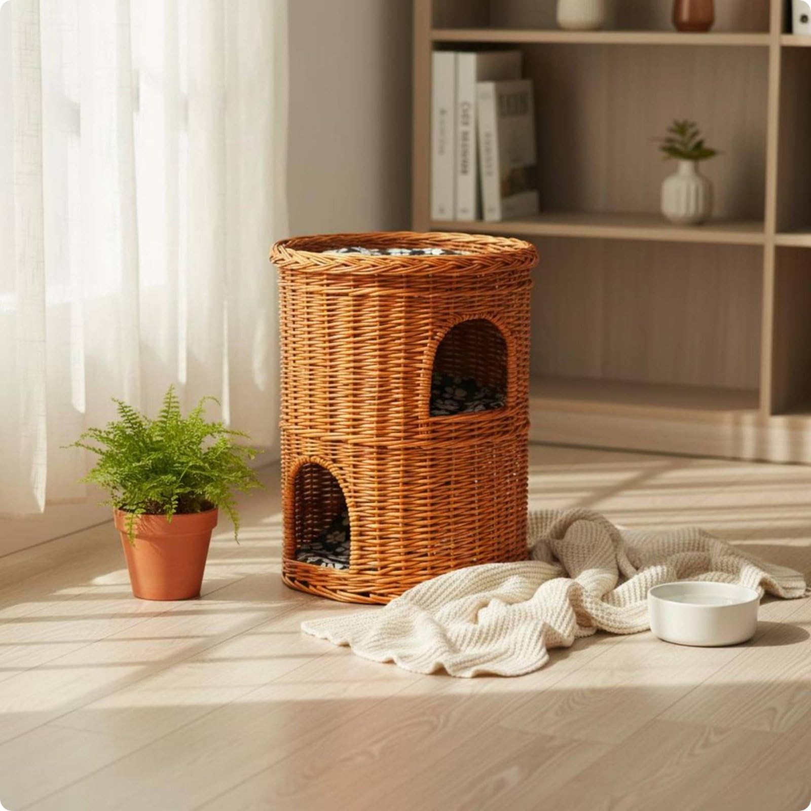 Cuccia per Gatti Doppio Strato Casa per, Naturale, Size to 5
