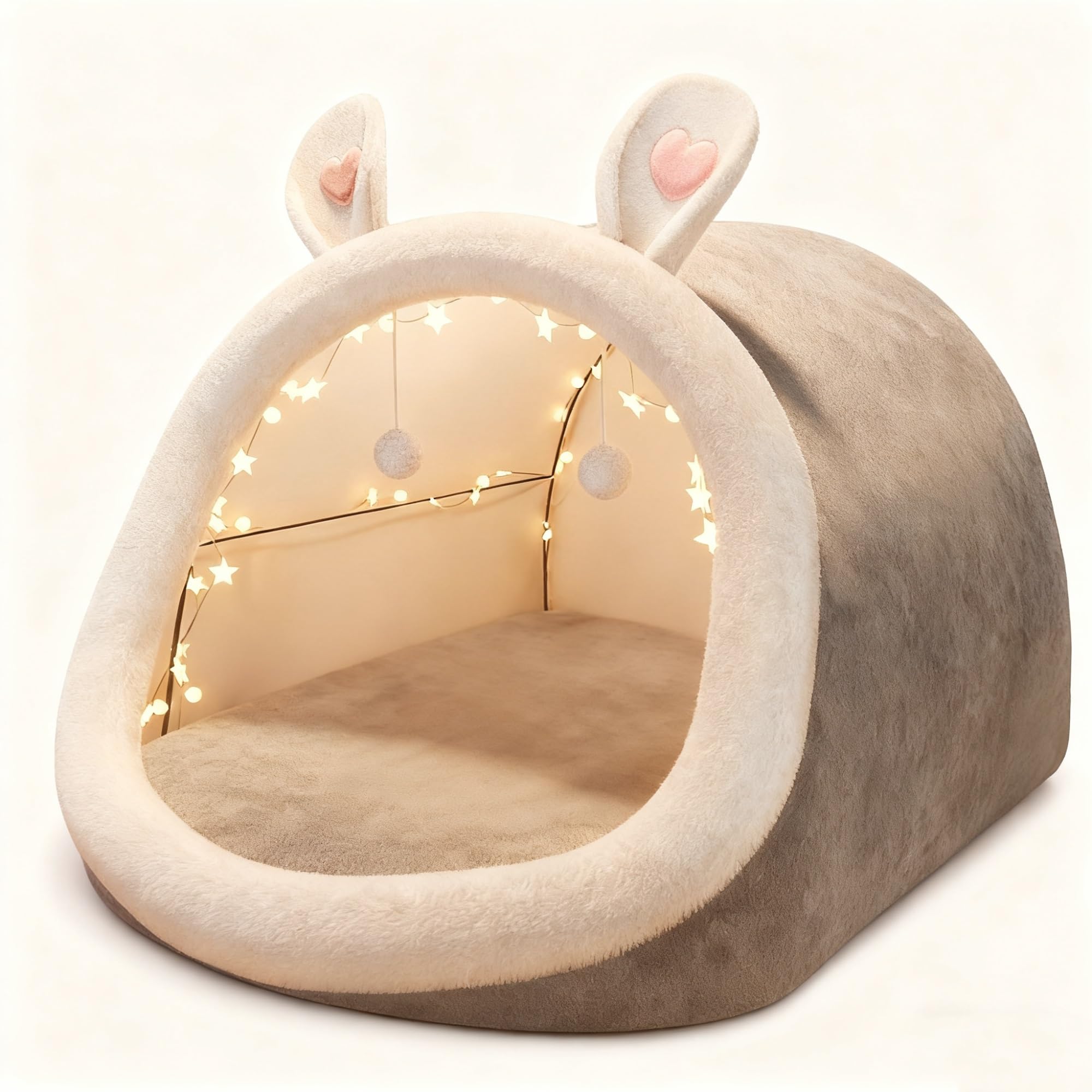 Tenda sensoriale oscurante, ultra morbida, pelosa, rilassante, portatile, con luci a LED(Grigio)