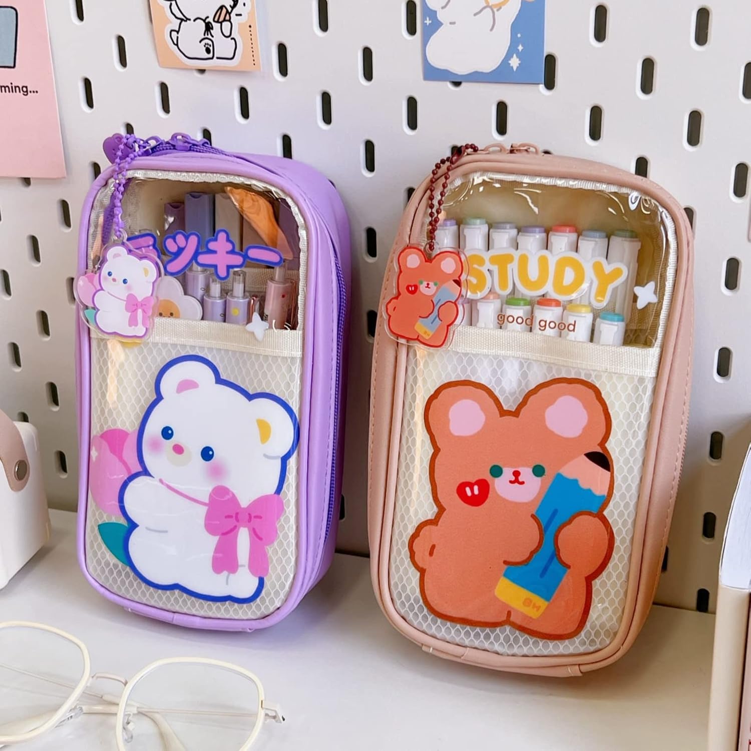 2PCS Kawaii Pencil CaseAesthetic Cute Pencil Case for GirlsPink