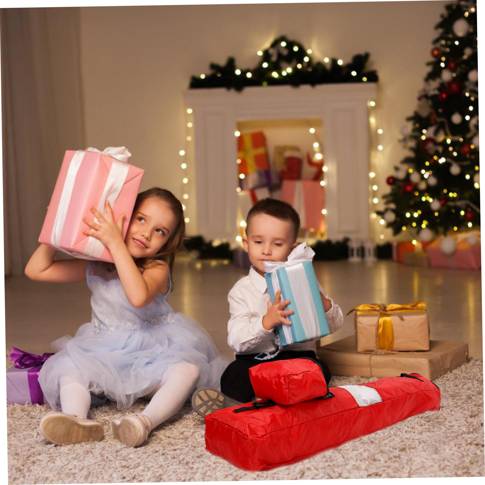 PRETYZOOM Geschenkpapier-aufbewahrungsbeutel Für Weihnachtspapier Papierrollenbehälter Mit Verstärktem Boden Reißfestes Material Mit Reißverschluss Abnehmbare Tasche Für Bänder Und Zubehör p