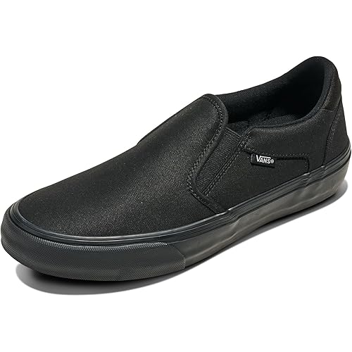 Vans Men's Asher Deluxe Slip-On Shoe - Casual Everyday Fashion Sneakers, Textile Black/Black, 9.5