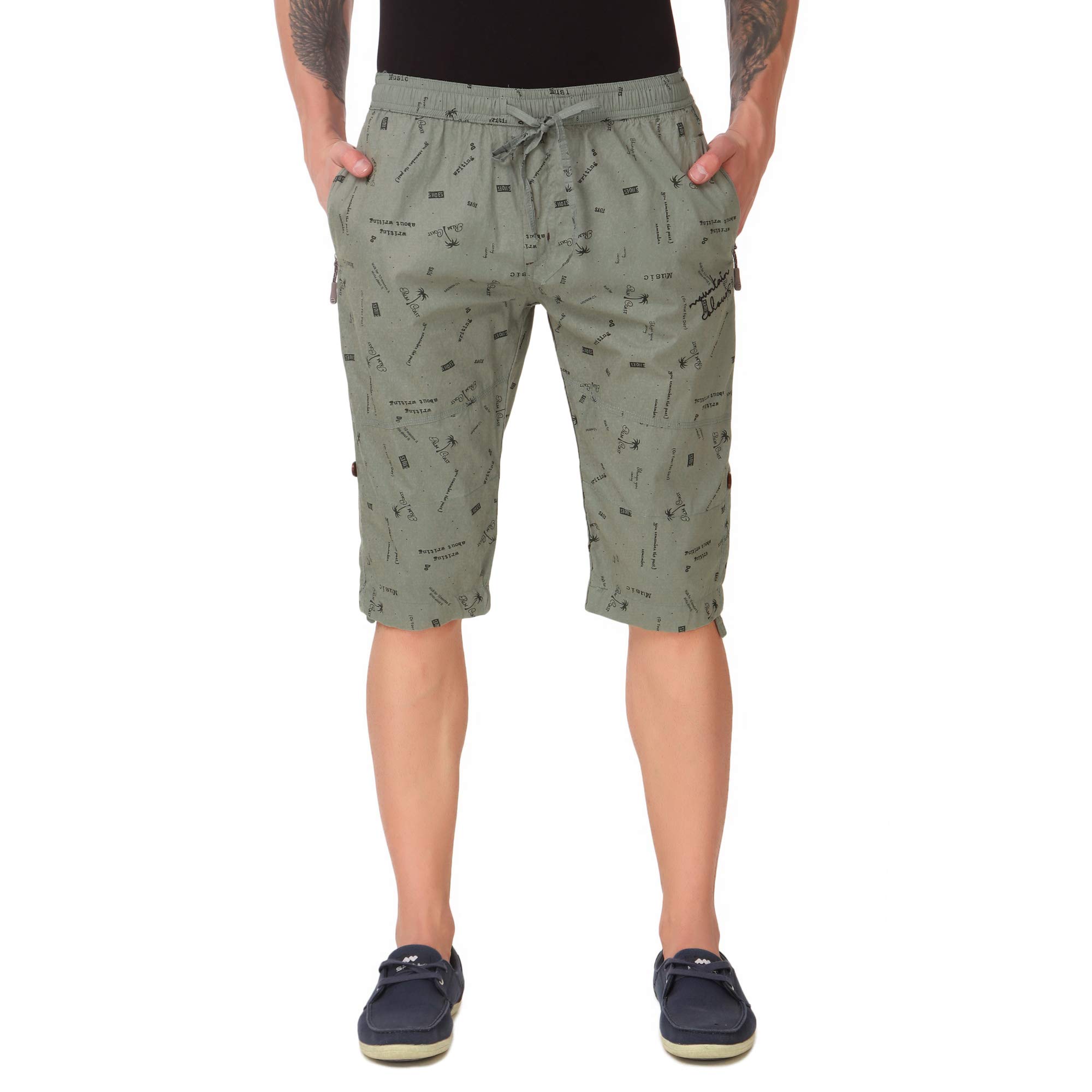 Mountain Colours Men's Printed Three Fourths capri Grey (MC_4001_5XL)