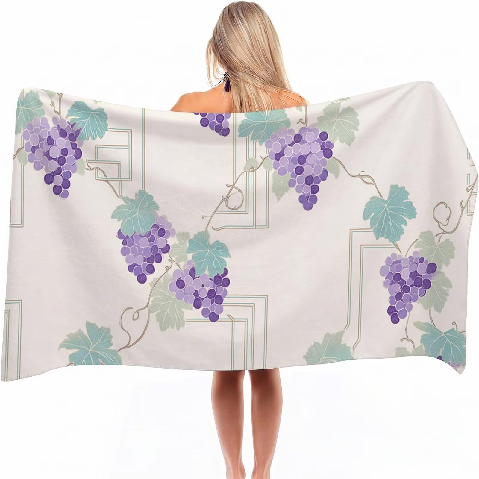 Serviette de plage anti-sable microfibre XXL drap de bain adulte crème