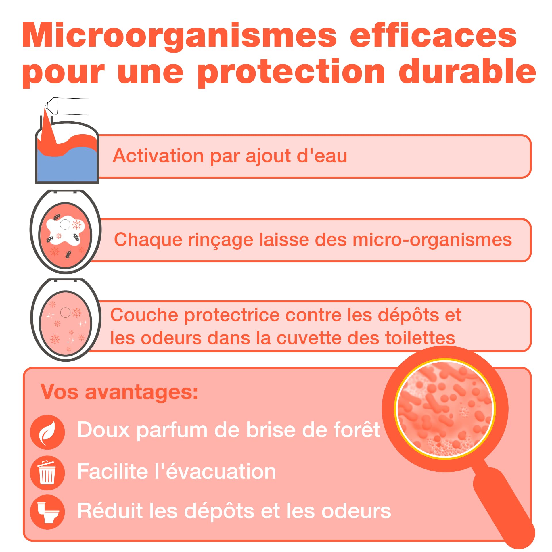 Bio-Chem - Additif sanitaire pour Eau de rinçage - Nouvelle Formule avec microorganismes - Produit WC nettoyant pour Toilettes sèches de Camping et Camping Car