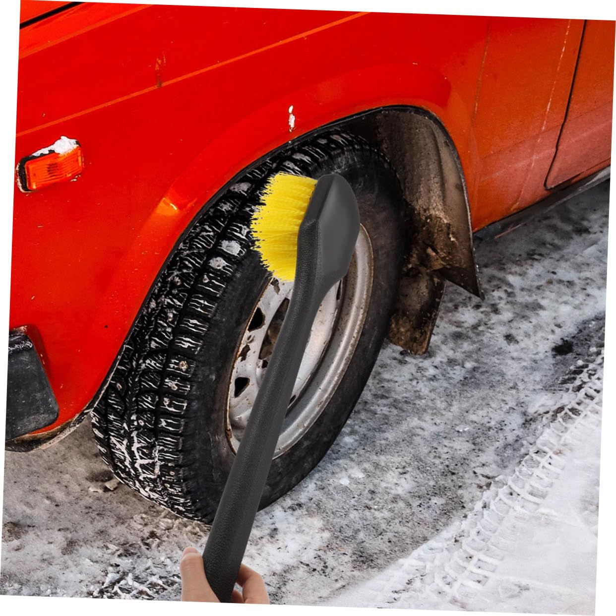 Spazzola Plastica 2 Lungo Pezzi Manico a Cerchi Auto | Pulizia Pneumatici e Ruote, Uso Doppio, Rimozione Sporco, Set per Lavaggio e Detailing