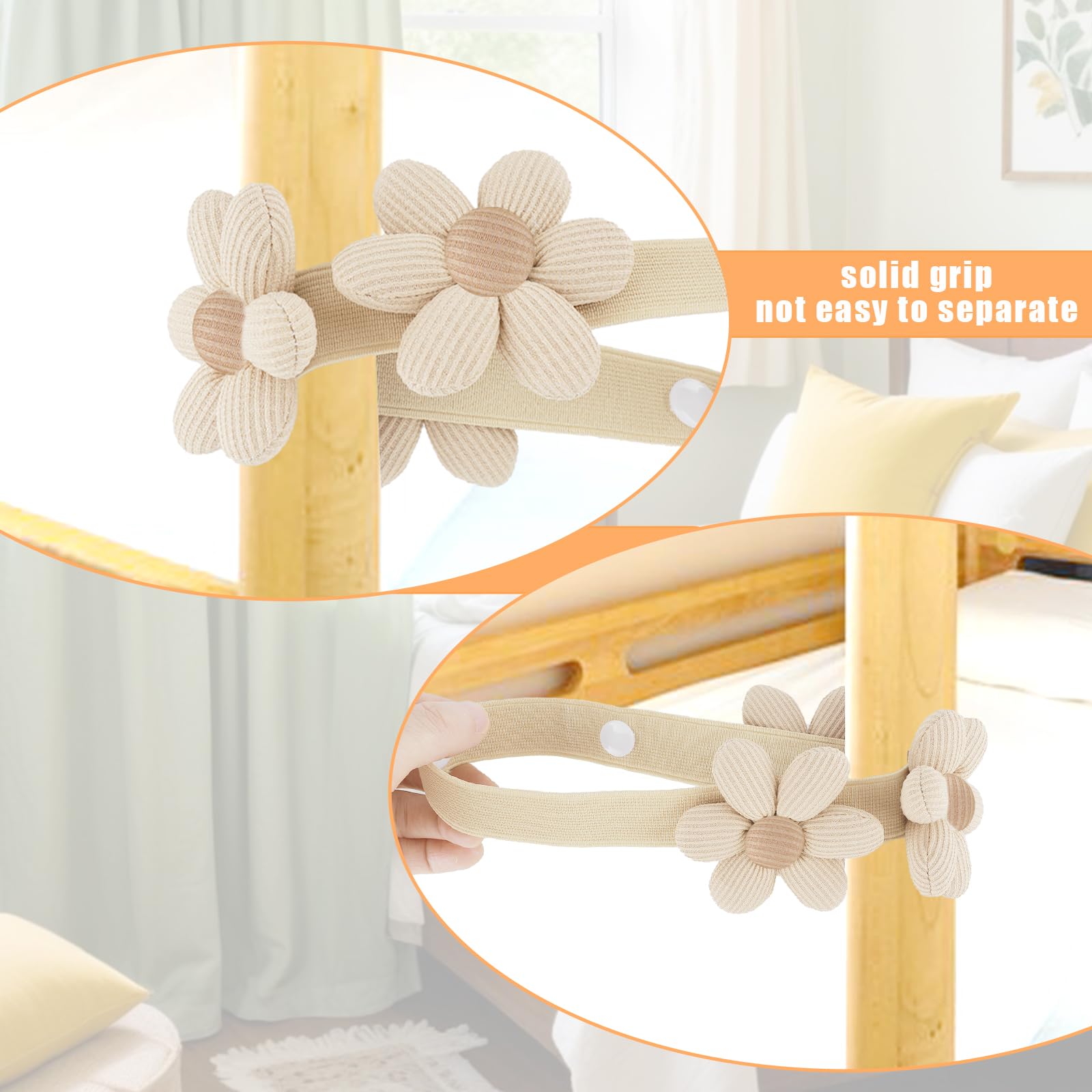 Andibro 2pz Fermatende Per Tende Con Fiori, Graziosi Supporti Per Tende Decorativi Boho Supporti Per Tende Elastici Con Cinghie Regolabili Corda Per Tende Per La Casa L'ufficio La Camera Dei Bambini