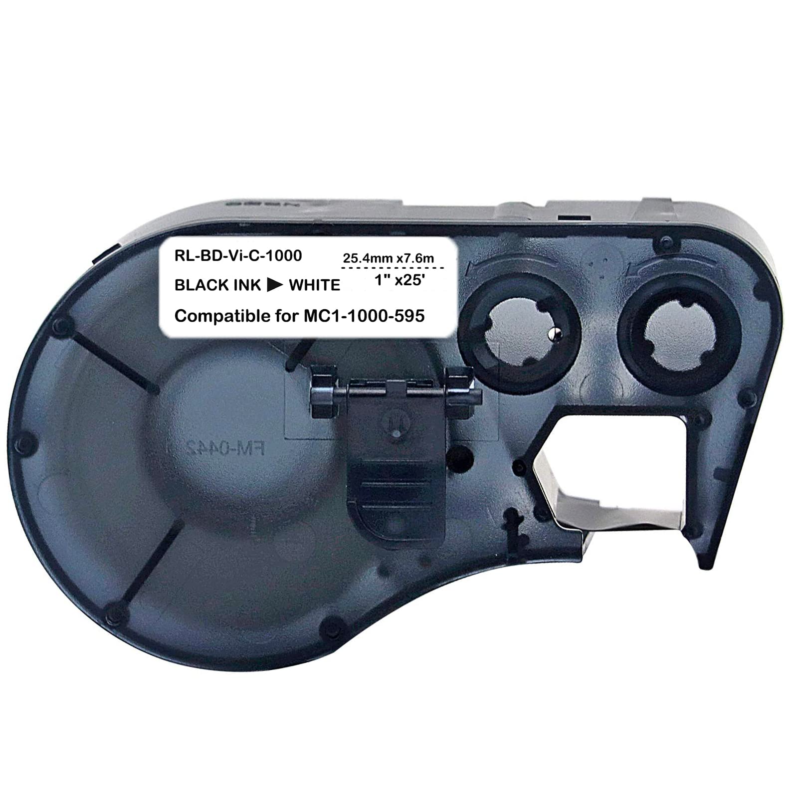 SIKOTCompatible Label Tape Replacememt for MC1-1000-595-WT-BK Cartridge with Ribbon,High Adhesion Vinyl Label Tape Black on White Vinyl Film Compatible with Label Printers - 25' Length, 1" Width