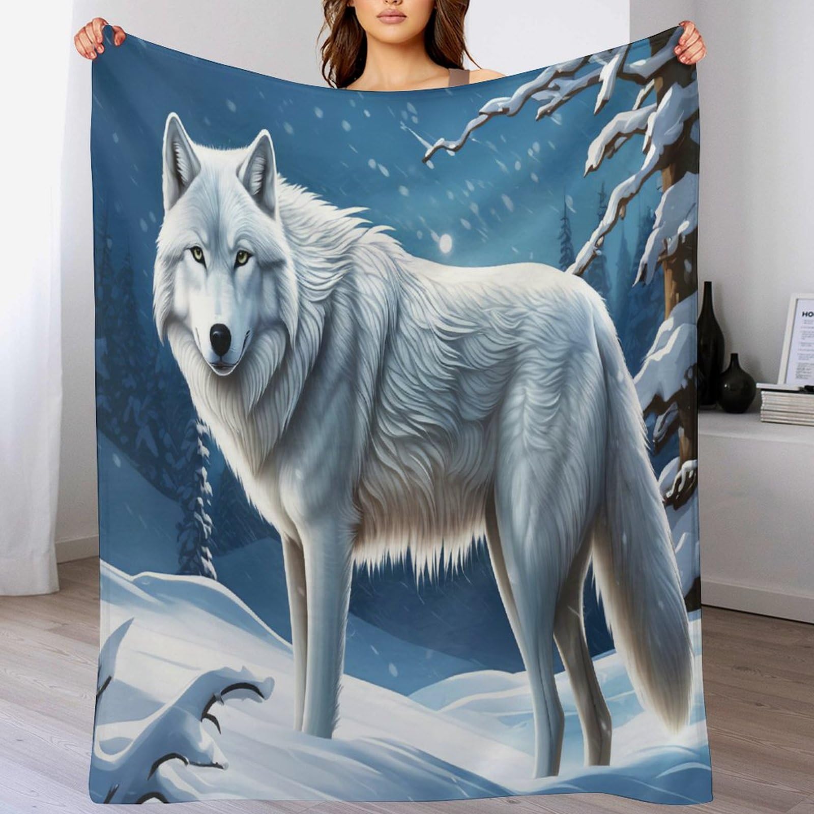 Couverture loup imprimée pour des soirées cocooning chaleureuses au salon