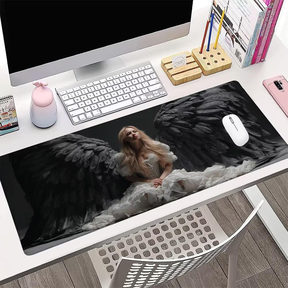 Alfombrilla de Mouse para Juegos, Nero, XXL, Antideslizante, Impermeable, Diseño de Angelo, Extendido, Grande, 1200x600x3mm, para PC, Laptop, Ufficio, Famiglia d-471