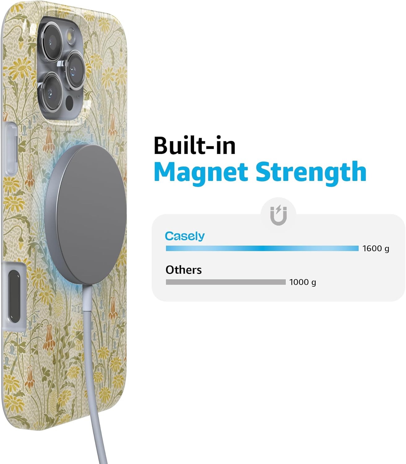 Casely iPhone 16 Pro Max Case | Boho Blooms | Golden Floral | Compatible with MagSafe | Classic Ultra Slim Design - Image 5
