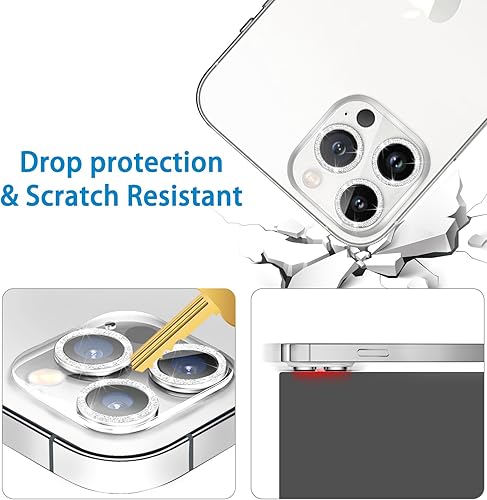 Miniatura 4 de Paquete de 3 protectores de lente de cámara de vidrio templado Dengduoduo para iPhone 13 Pro de 6.1" y iPhone 13 Pro Max de 6.7", brillo de diamante