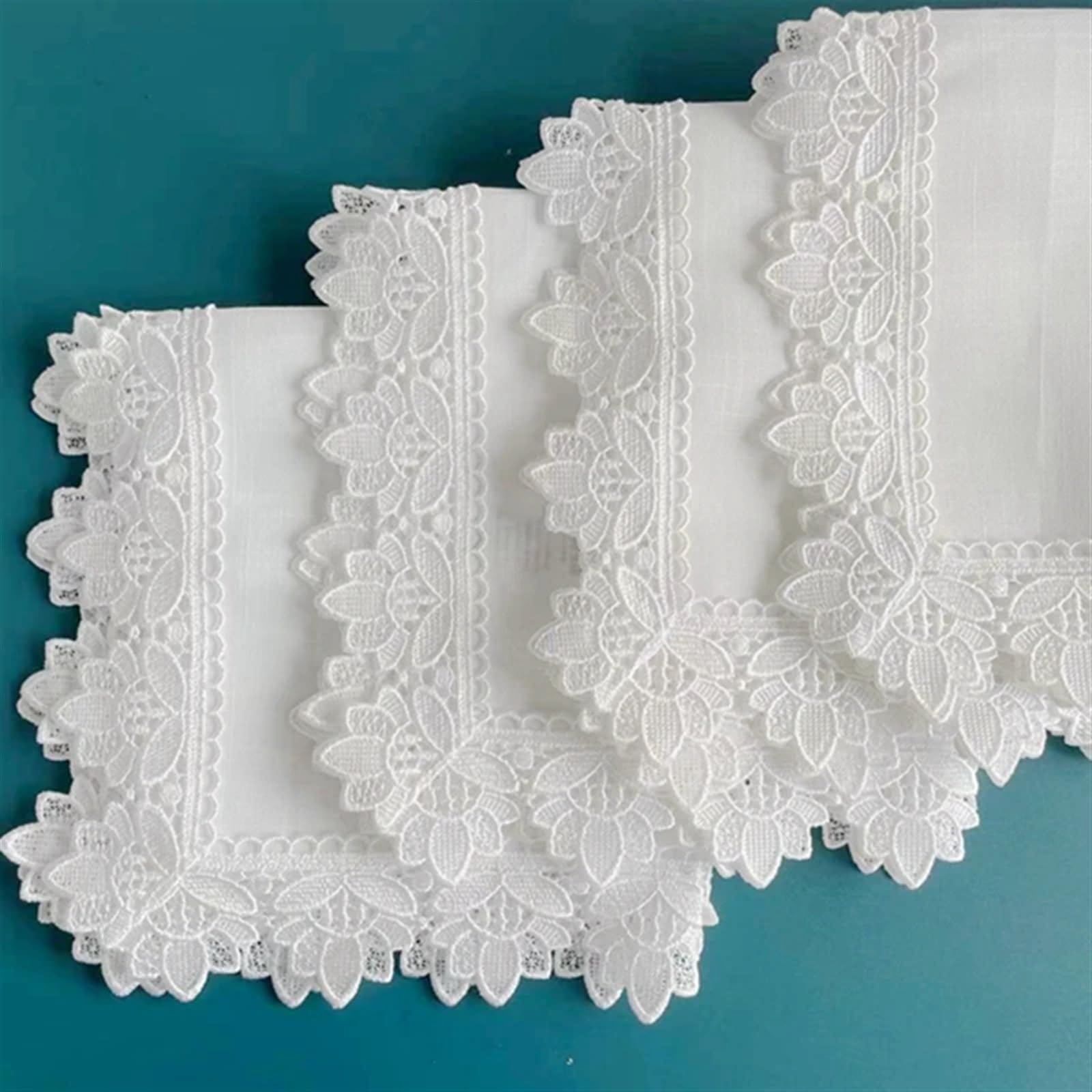 Tovaglioli Di Stoffa 12 pezzi tovaglioli di pizzo tovagliolo da cocktail con orlo a giorno bianco for tovaglioli di pizzo in lino da tavola for feste di matrimonio tovagliolo da tavola in cotone Tovag