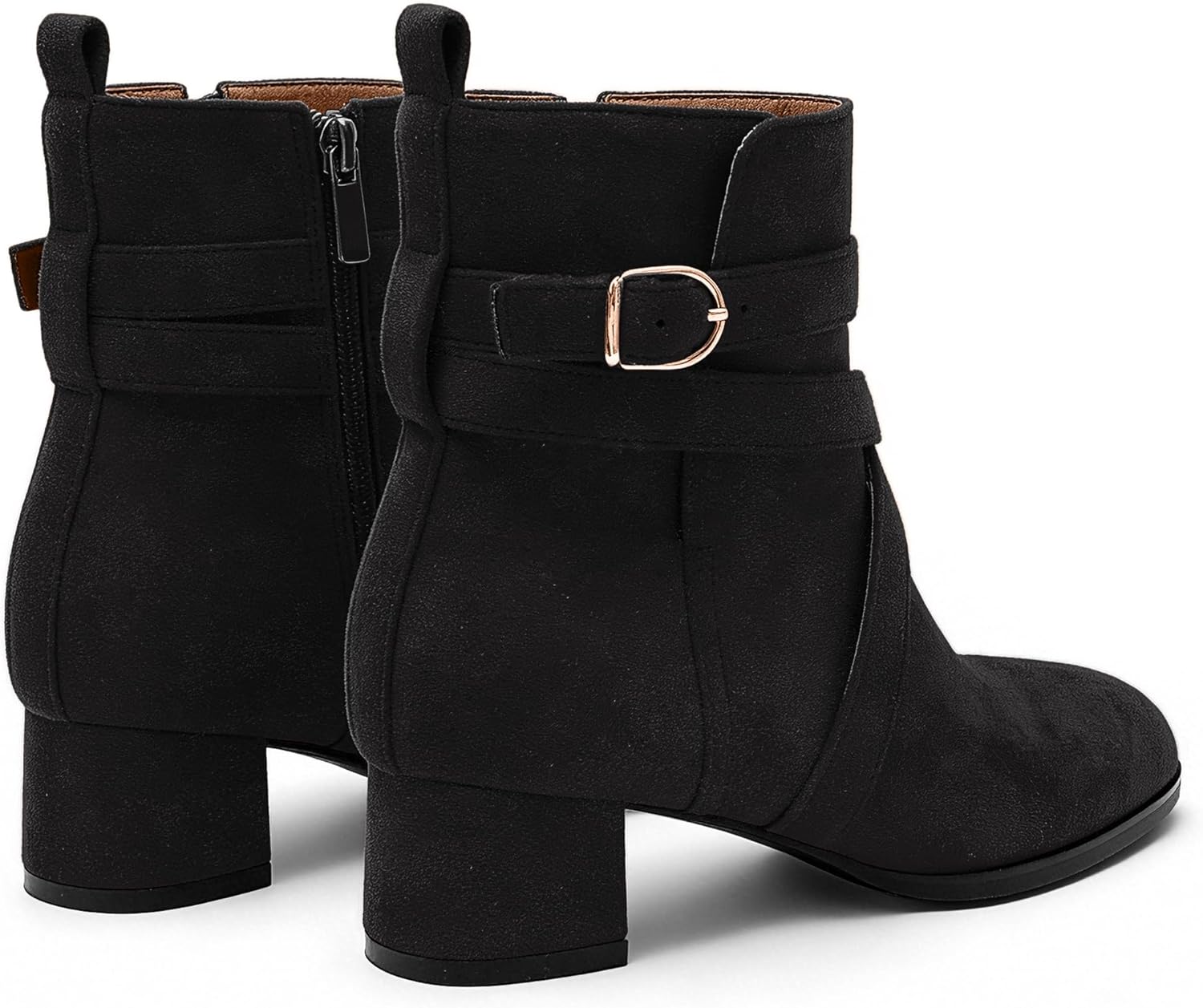 NUMALEO Womens Fashion Casual Ankle High Buckle Comfort Heeled Solid Round Toe Ankle Adjustable Strap Synthetic Ankle Boot - Image 5