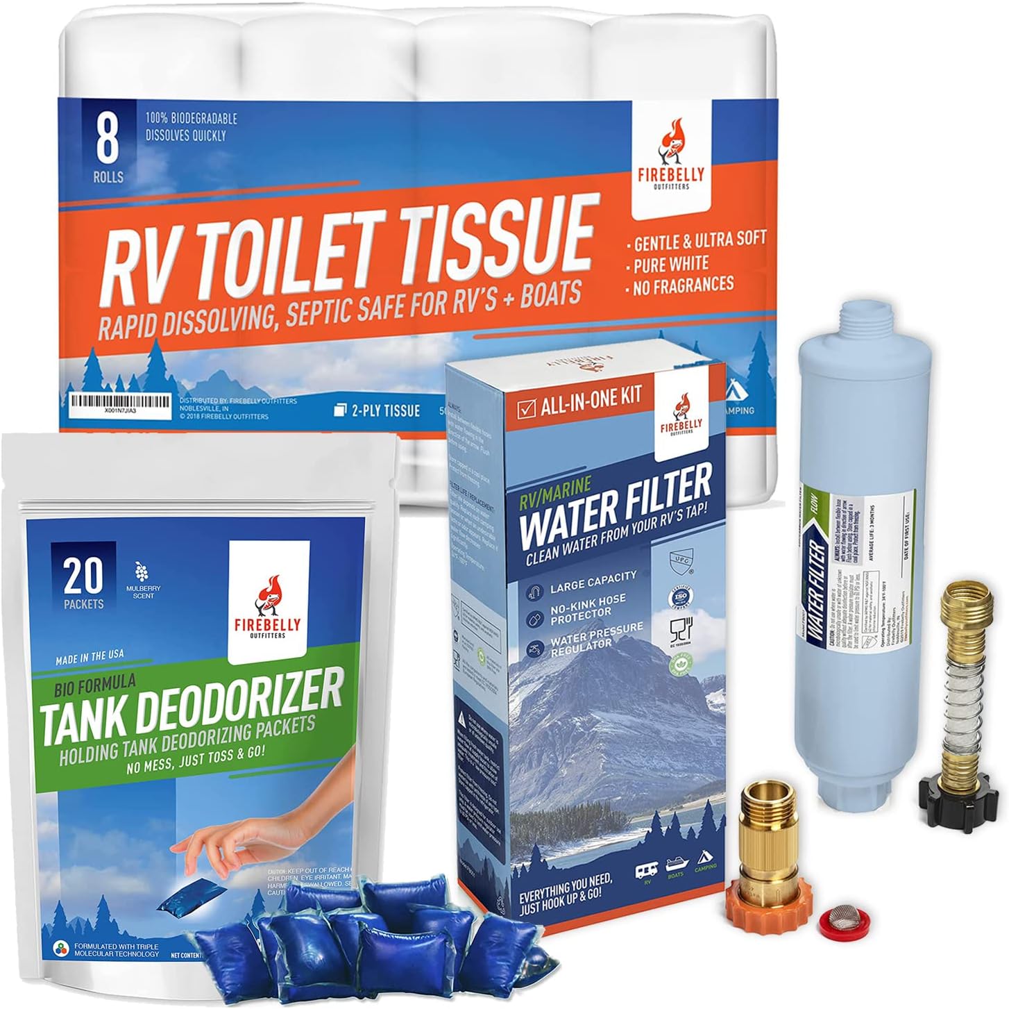 Boat & RV Bundle, RV Toilet Paper, 8 Rolls, Septic Tank