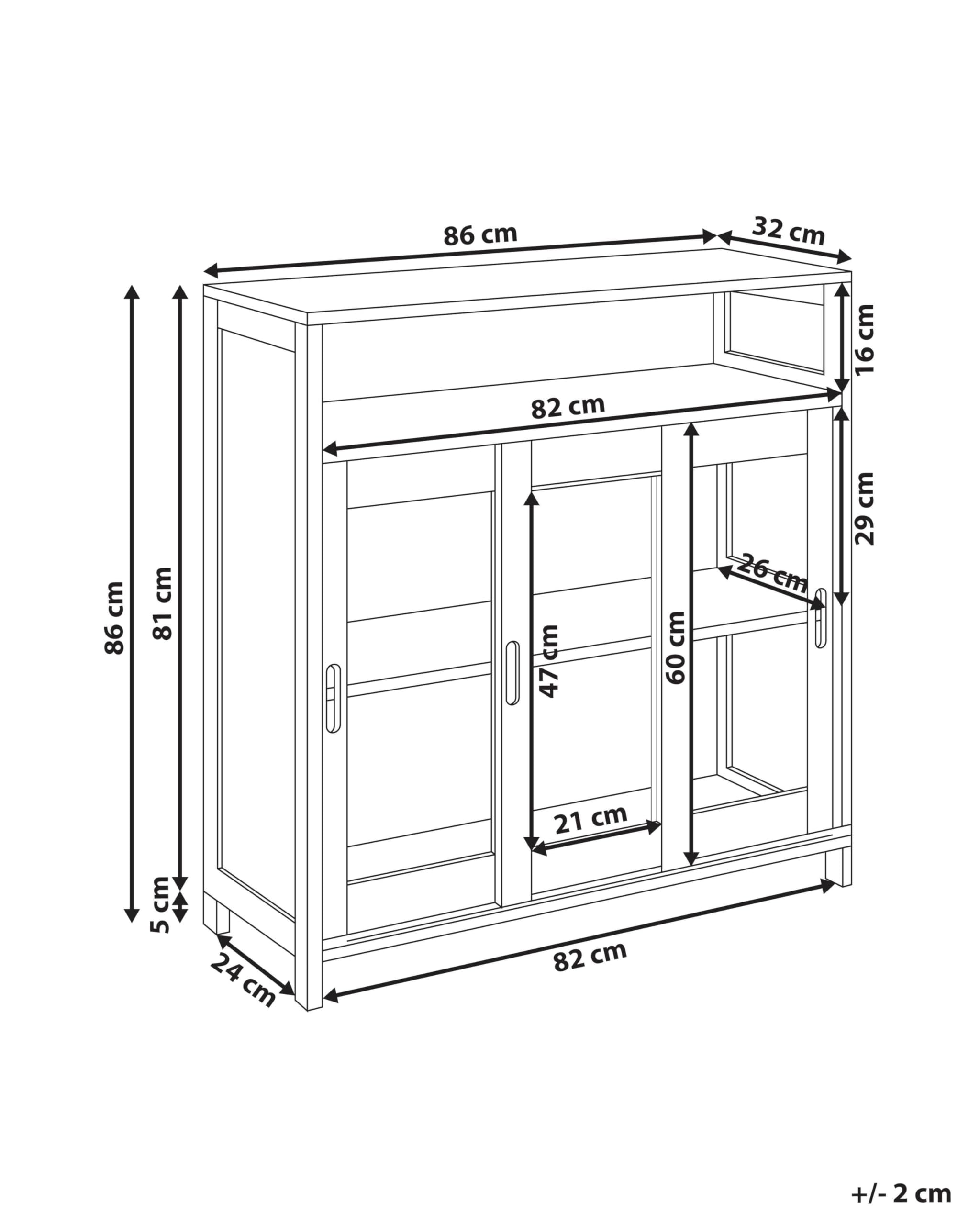 Beliani Vitrina Moderna salón Dormitorio Armario 3 Puertas Tablero MDF con Estante Superior Blanco Crabtree