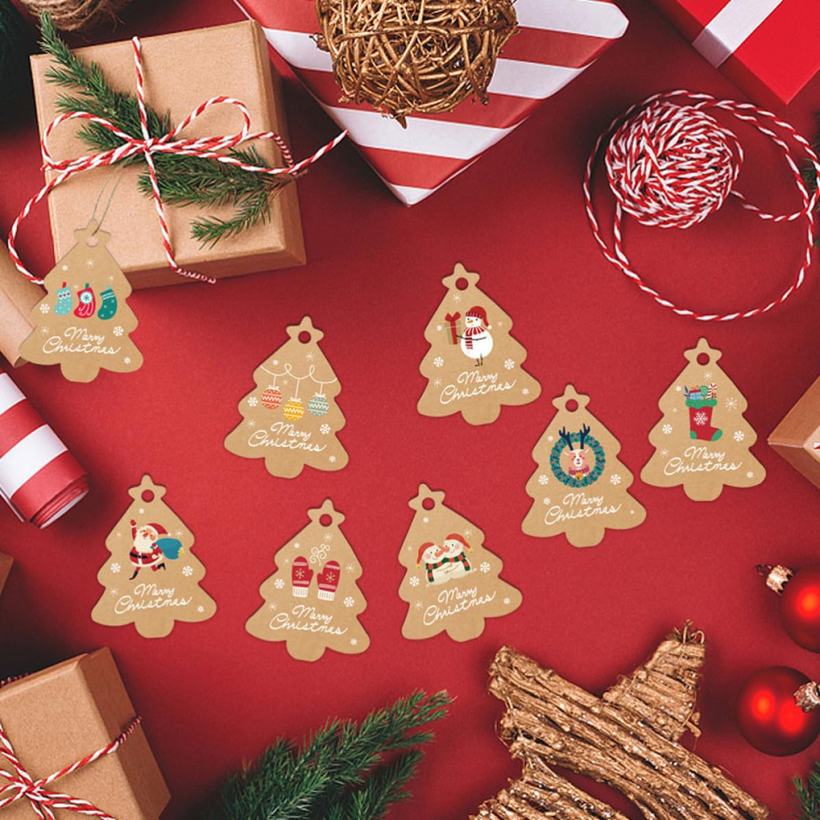 BESPORTBLE 8 Sets Weihnachtspapieranhänger Satz mit Botschaft für | Kartonmaterial, Kreative Ausführung, Karneval und Zuhause, Robust Verarbeitet