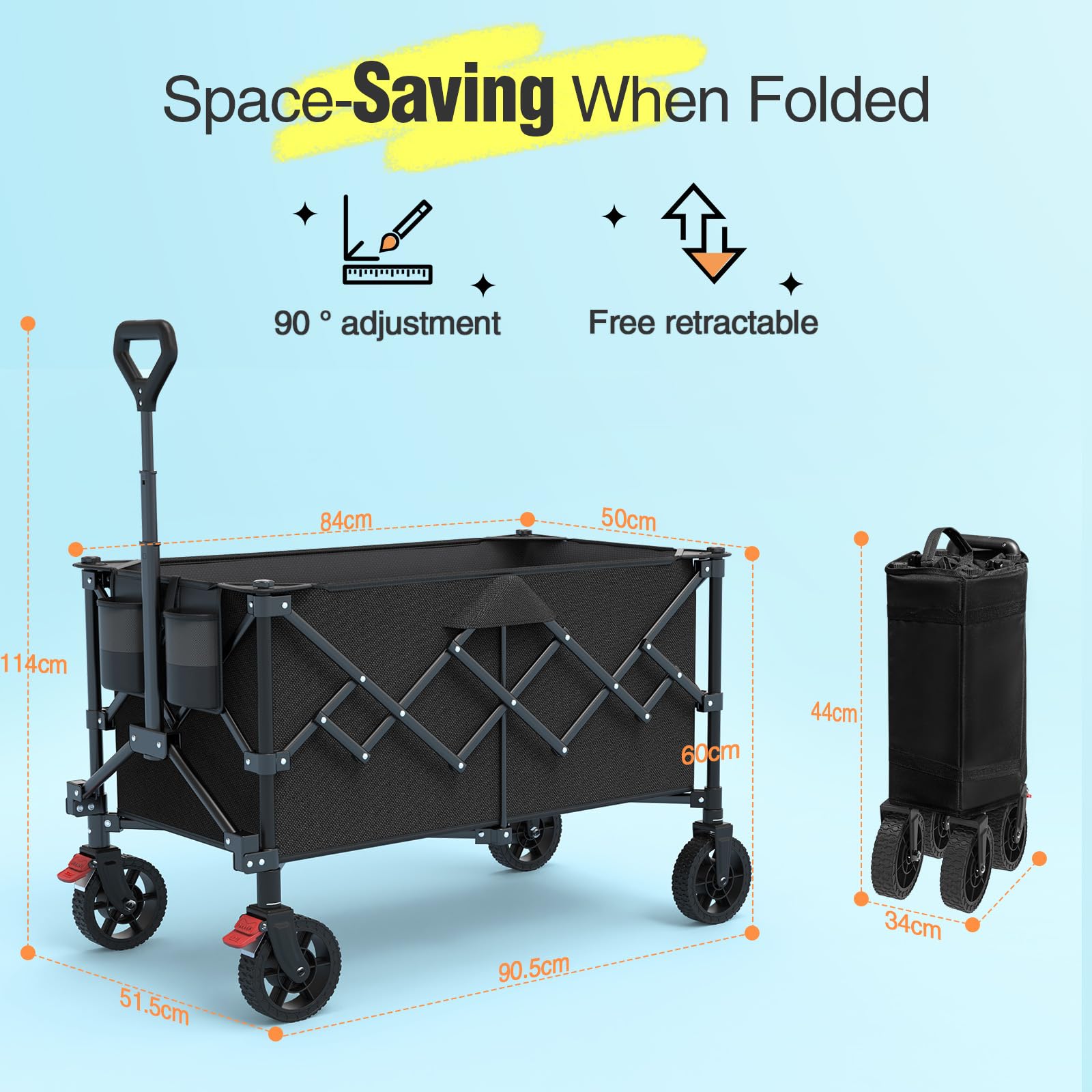 Carrello Spiaggia TIMBER RIDGE Pieghevole - Ruote Grandi, 100 Kg Di Carico, Per Campeggio E Escursioni - Foto 10