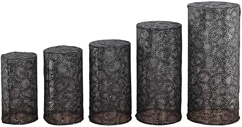 Vista 120 de Efavormart - Juego de 5 fundas de soporte para caja de exhibición cilíndrica de elastano, color negro, fundas elásticas para pilar de pedestal, 160