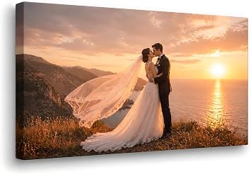 VYPEROCK Custom Canvas Print from Photo Turn Your Wedding & Family Pictures into Large Wall Art 36x60 Personalized Canvas for Living Room, Bedroom, Anniversary & Wedding Gifts