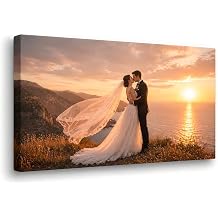 VYPEROCK Custom Canvas Print from Photo Turn Your Wedding & Family Pictures into Large Wall Art 36x60 Personalized Canvas for Living Room, Bedroom, Anniversary & Wedding Gifts