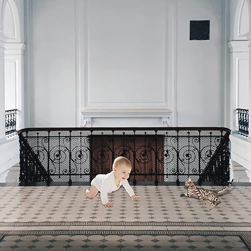 JIFTOK Puerta de bebé para escaleras protector de barandilla para niños mascotas juguetes 39 pies de largo x 26 pies de alto red de seguridad de