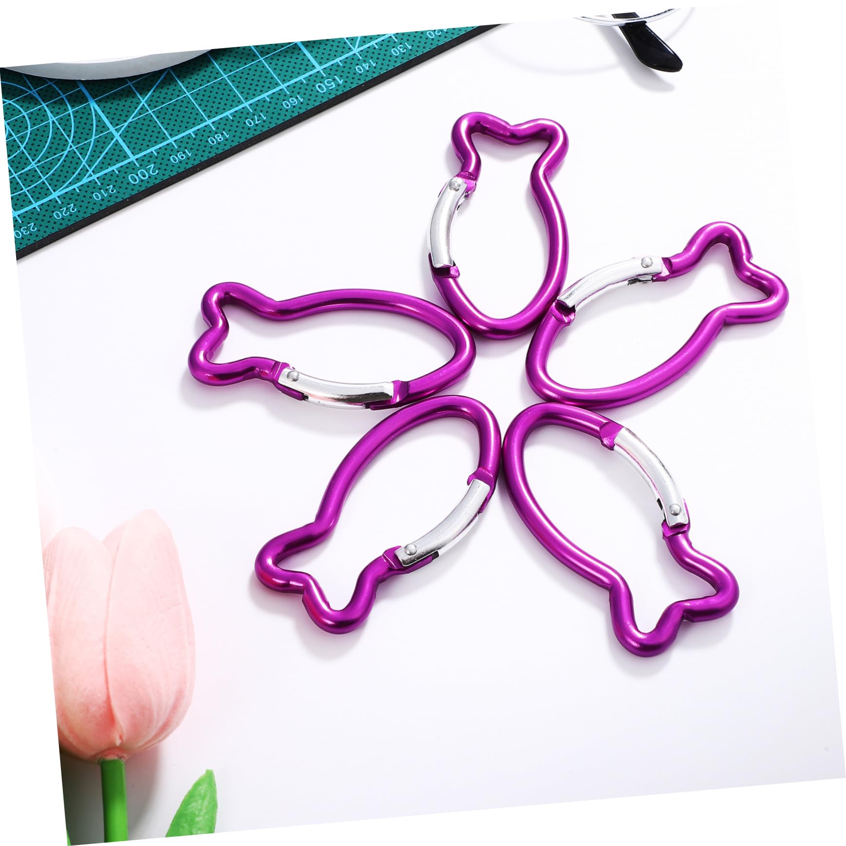 Abaodam Mousquetons Porte-clés en Aluminium Forme Poisson 10 Pièces Violet Clip à Ressort Léger Robuste pour Sports et Activités de Plein Air et Randonnée