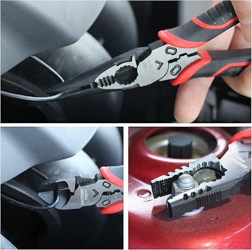 Miniatura 6 de HAUTMEC Juego de 3 alicates de alta palanca con alicates de punta de aguja de 8 pulgadas, alicates Linesman de 8 pulgadas y alicates de corte