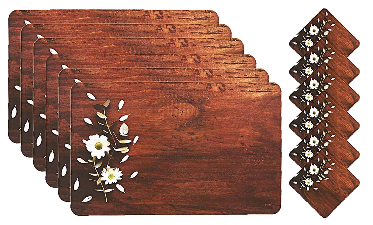 Floral Placemats & Coasters - Multicoloured Set of 6 -5