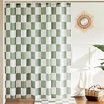 Ohocut Checkered Rideau de douche, Sage Rideaux de douche verts pour salle de bain, mignon retro Checkboard Rideau de Douche Vintage Esthétique, Rideau de bain en tissu lavable 72''x72'''
