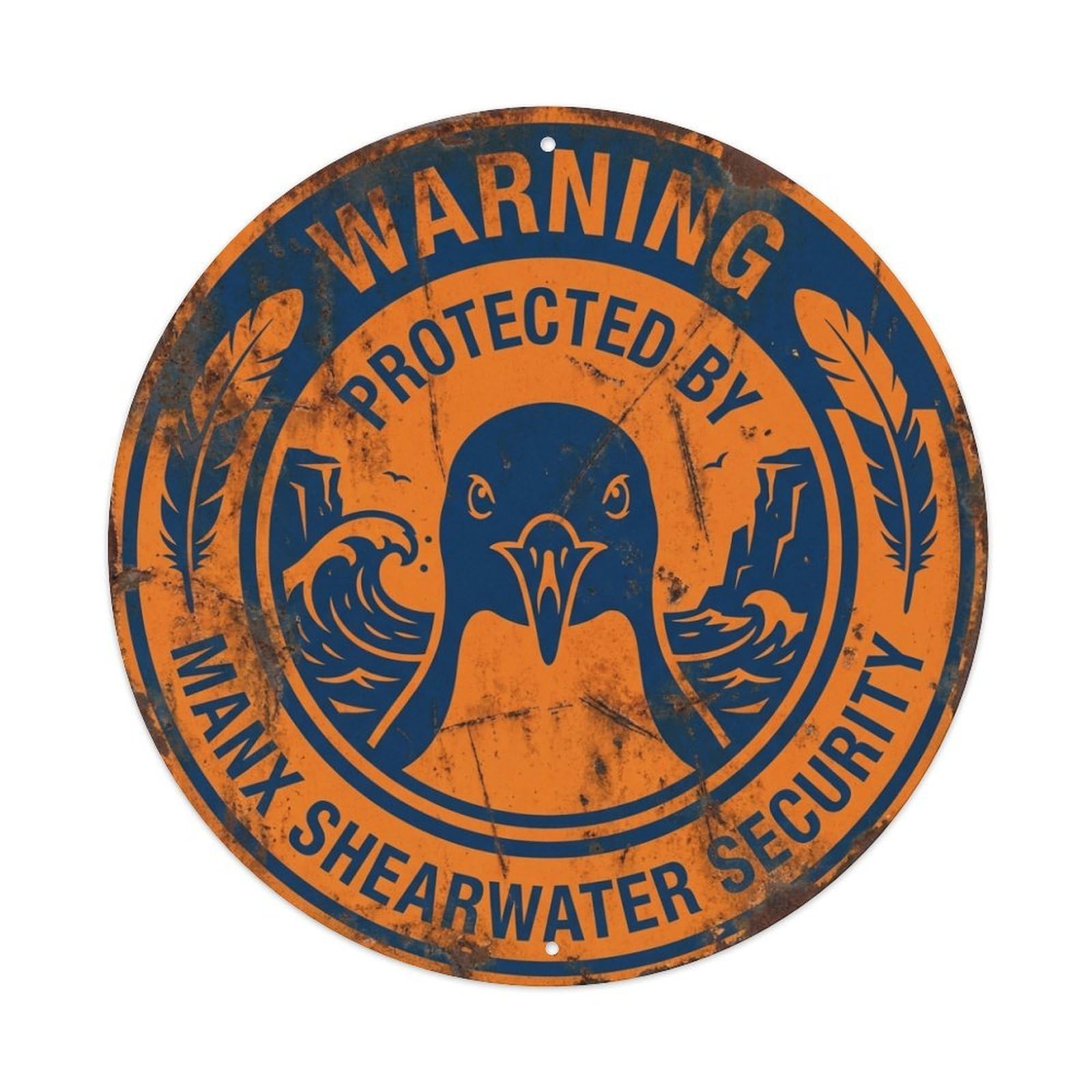 Warning Protected By Manx Shearwater Security Seabird Metal Tin Sign