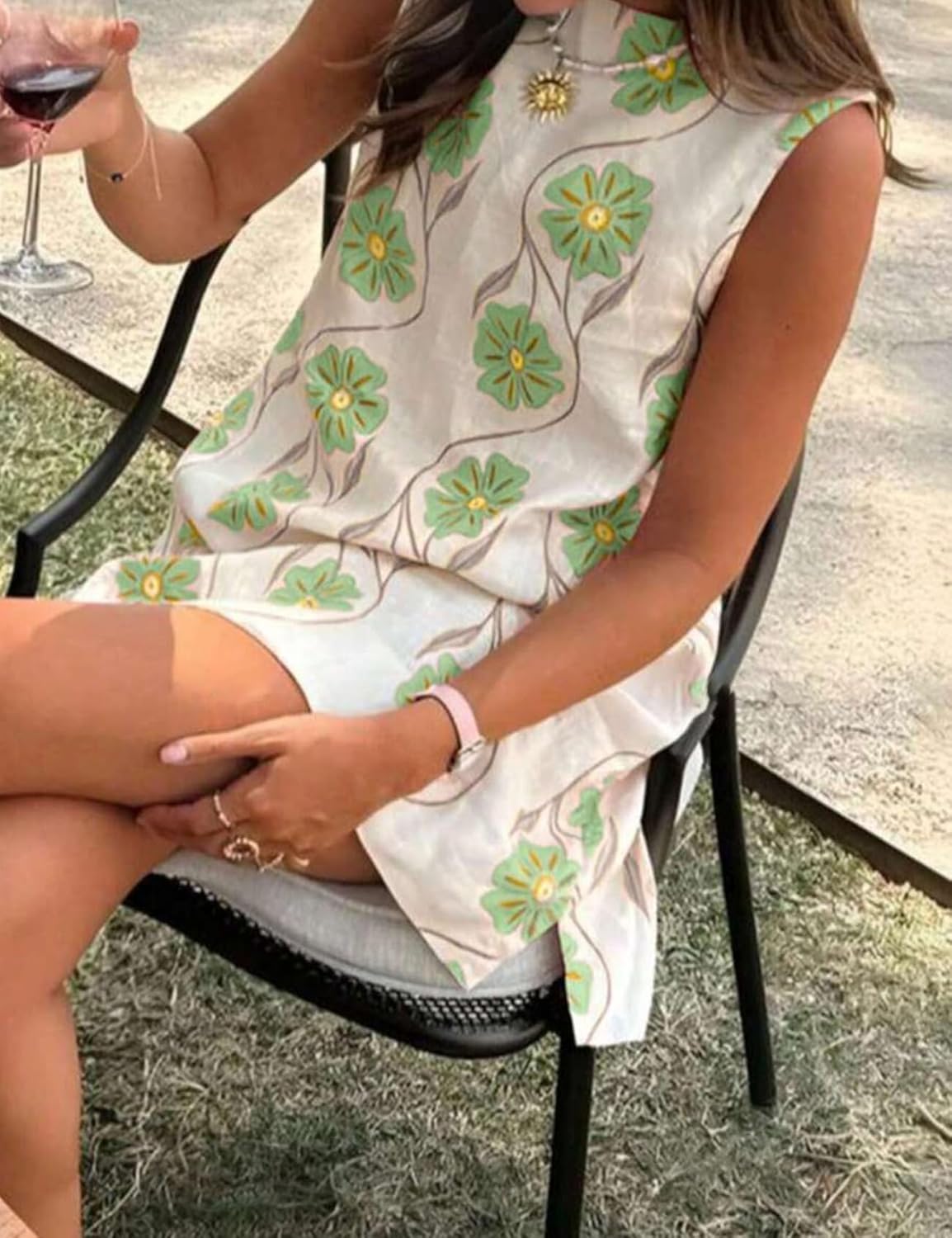 Womens Summer Floral Print Mini Dress Romantic Sleeveless Shift Short Dress Vacation Fairy Dresses - Image 2