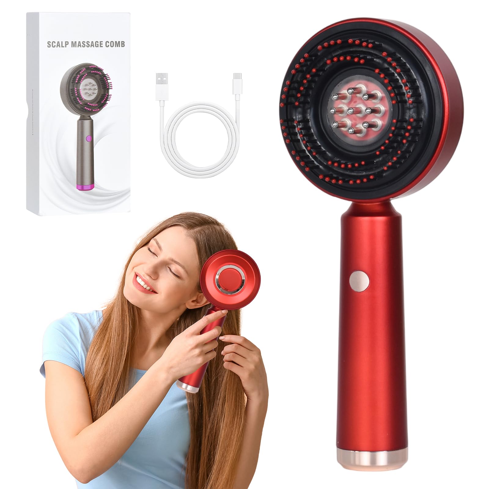 Colexy 3-in-1 Massaggiatore del Cuoio Capelluto con Applicatore di Olio, Spazzola per Massaggio per Cuoio Capelluto, Impermeabile IPX7 Massaggiatore per La Testa Elettrica Tutto, Sollievo dallo Stress