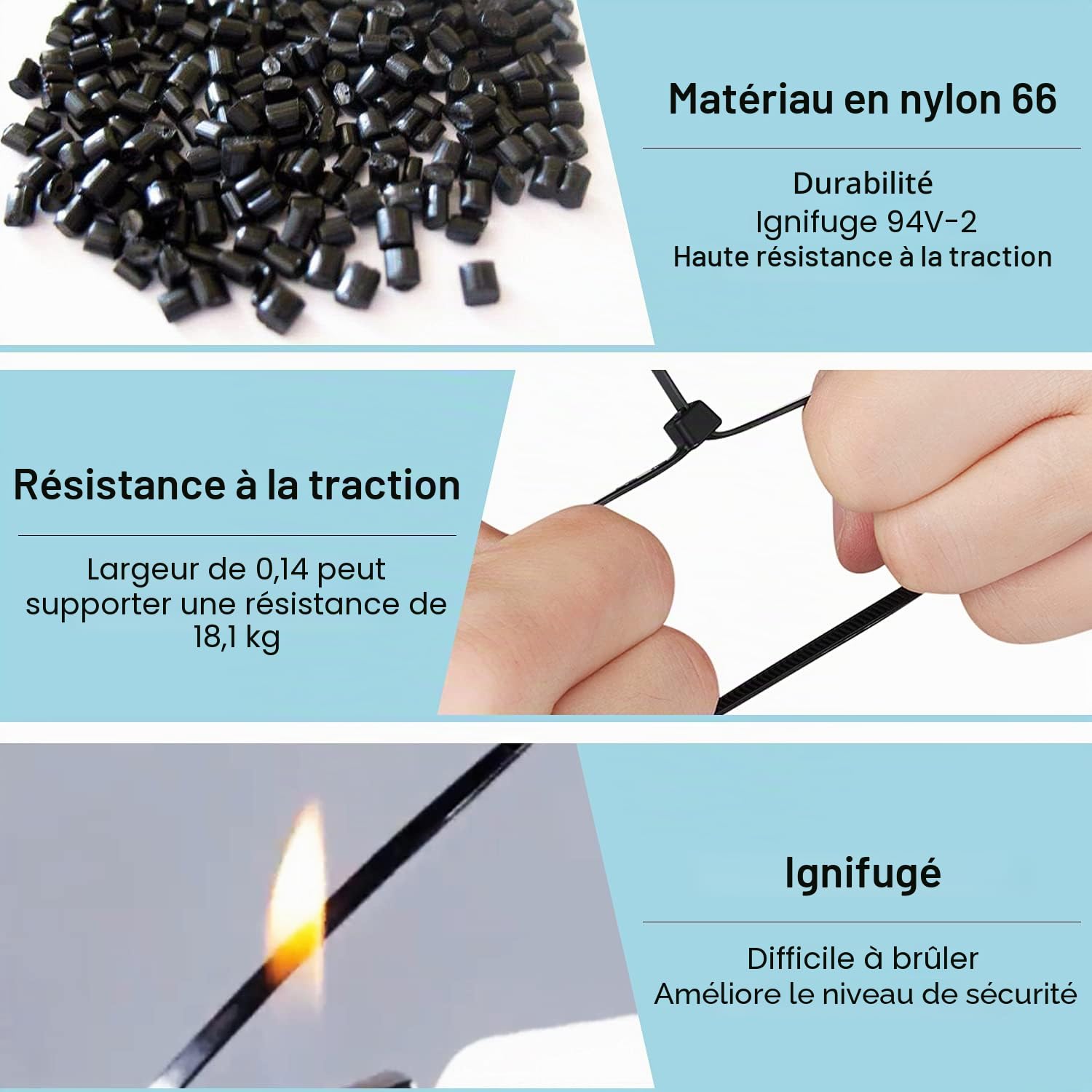 Collier 800 Pièces Rilsan, GRUOIZ Attache Câble Collier de Serrage Plastique 3.6mm Zip Ties (100/150/200/250/300mm) Serre Câbles Rilsan Noir Nylon, Colliers Rilsan Cable Ties Plastique