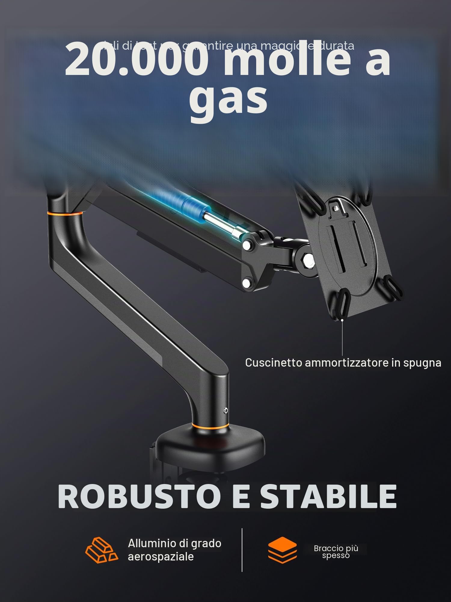 Ibergrif Supporto Monitor da Scrivania per Schermi da 13-32", Braccio di Monitor Regolabile in Altezza con Molla a Gas, Inclinazione, Girevole, Rotazione, Gestione dei Cavi, VESA 75/100 mm -Nero