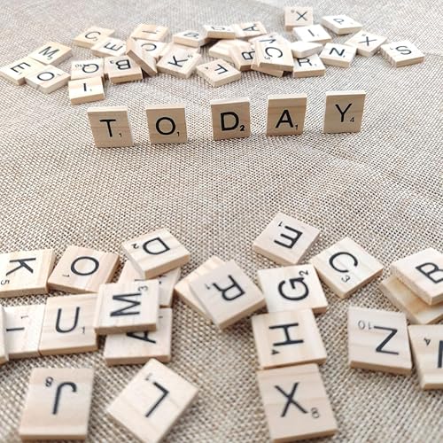 Miniatura 4 de GXXMEI 1000 azulejos de Scrabble, azulejos de letras de madera, letras A-Z mayúsculas para manualidades, ortografía, juego de crucigramas de Scrabble