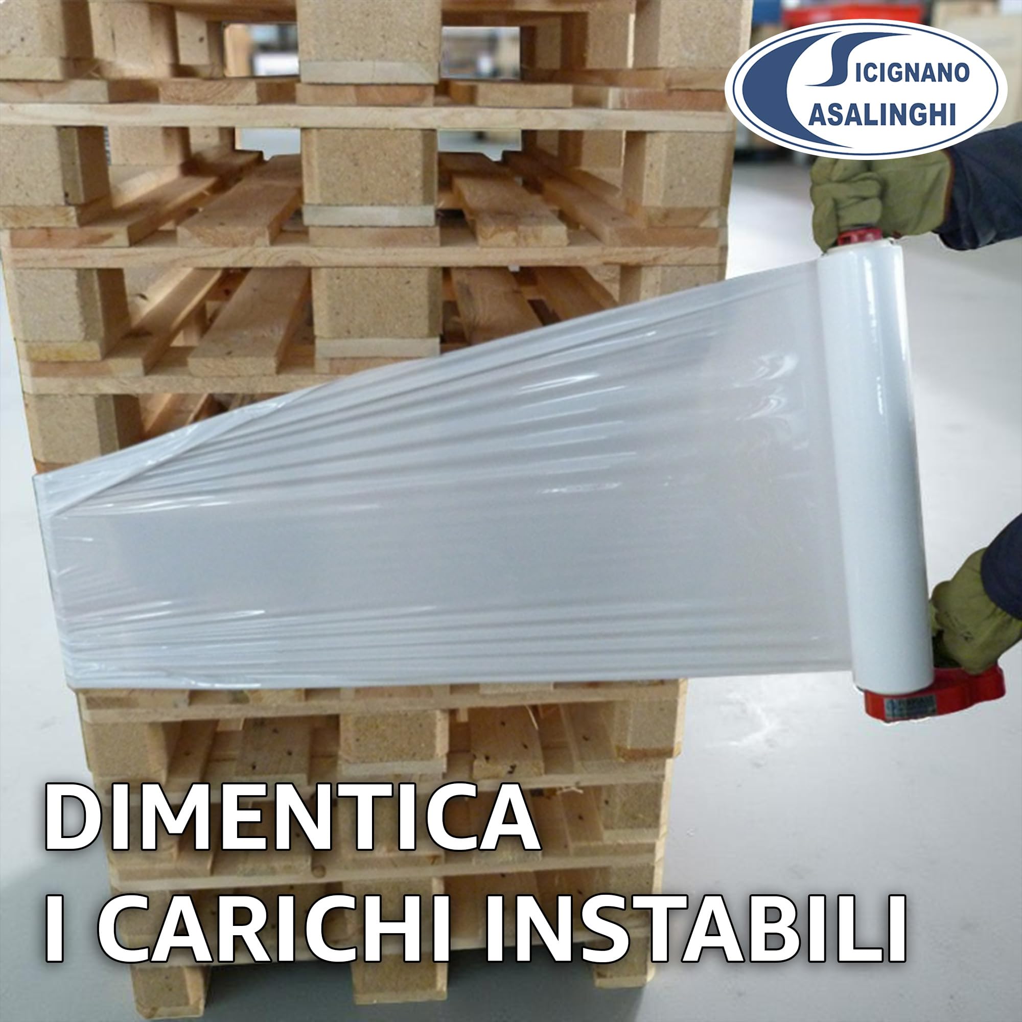 Sicignano 3 Rotoli Film Estensibile Manuale Bianco 2,6 kg, Pellicola in Polietilene Coprente per Imballaggi, Protezione e Stabilizzazione Pallet