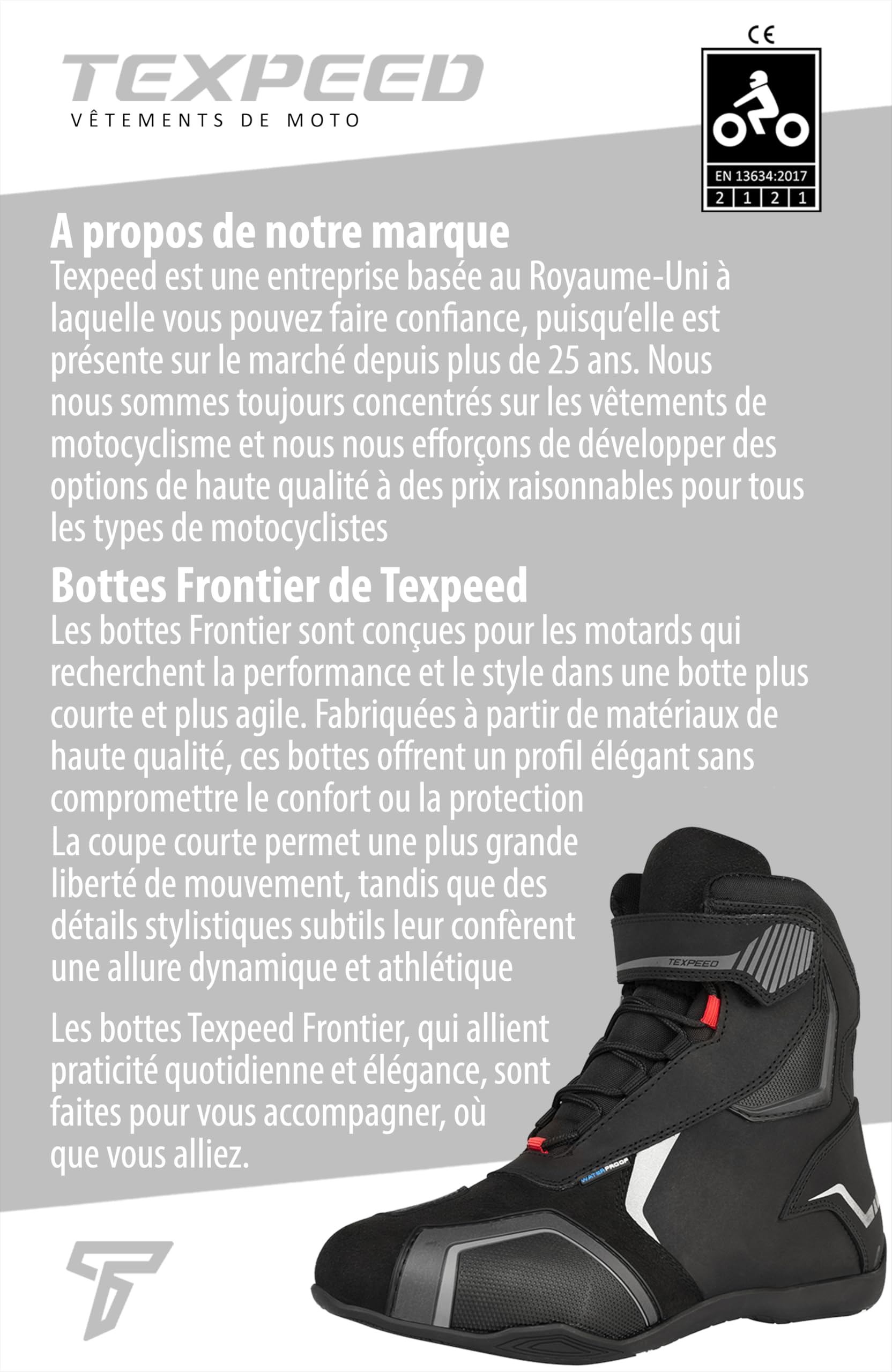 Texpeed Bottes Moto Homme Cuir Homologuées CE - Street Cruiser Courtes Bleu Gris - Protection Cheville Orteils Talon - Taille 45 EU