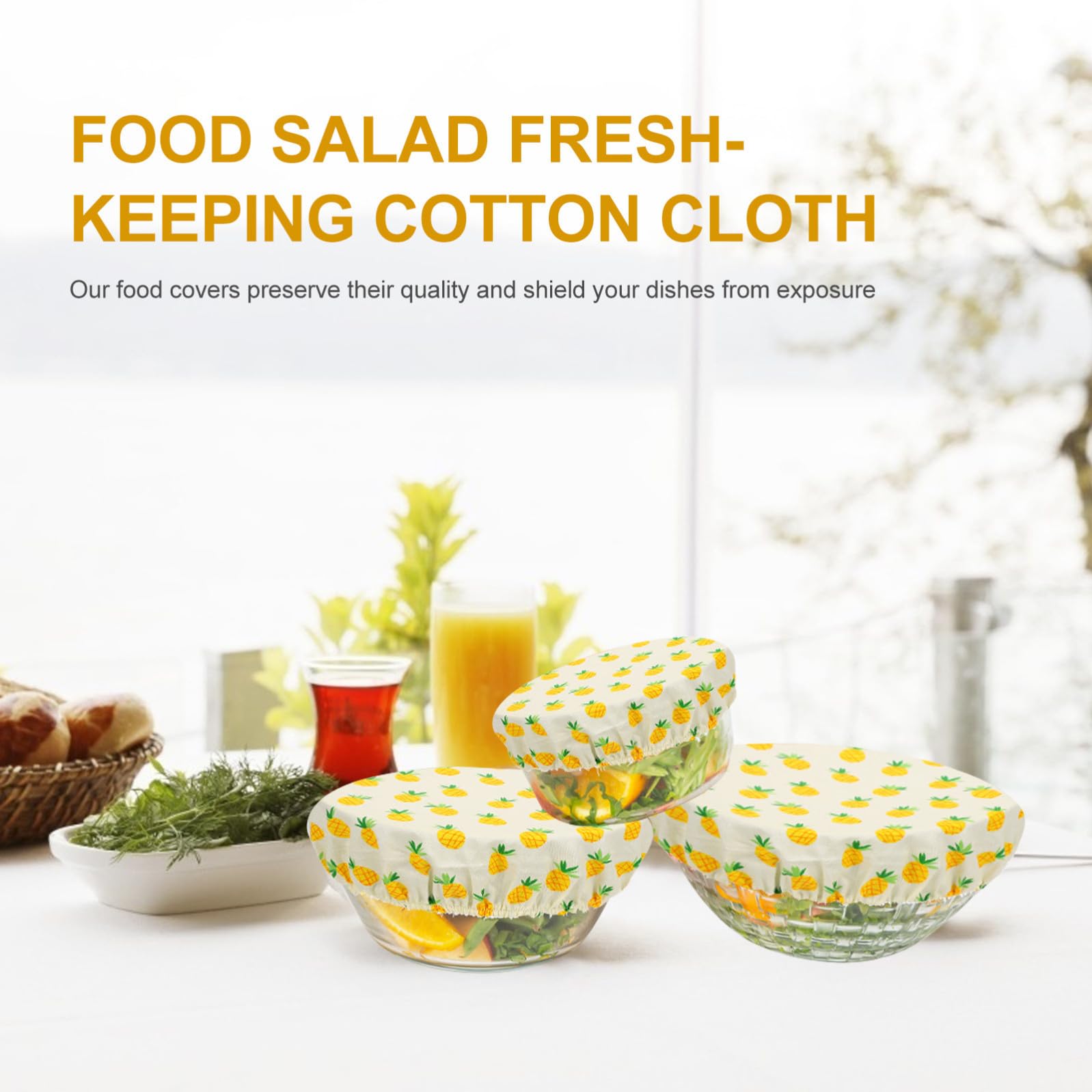Garneck Coperture Elastiche per Alimenti 3 Pezzi, Copri Ciotole per Conservazione e Protezione del Cibo in Cucina, Tessuto Traspirante e Resistente