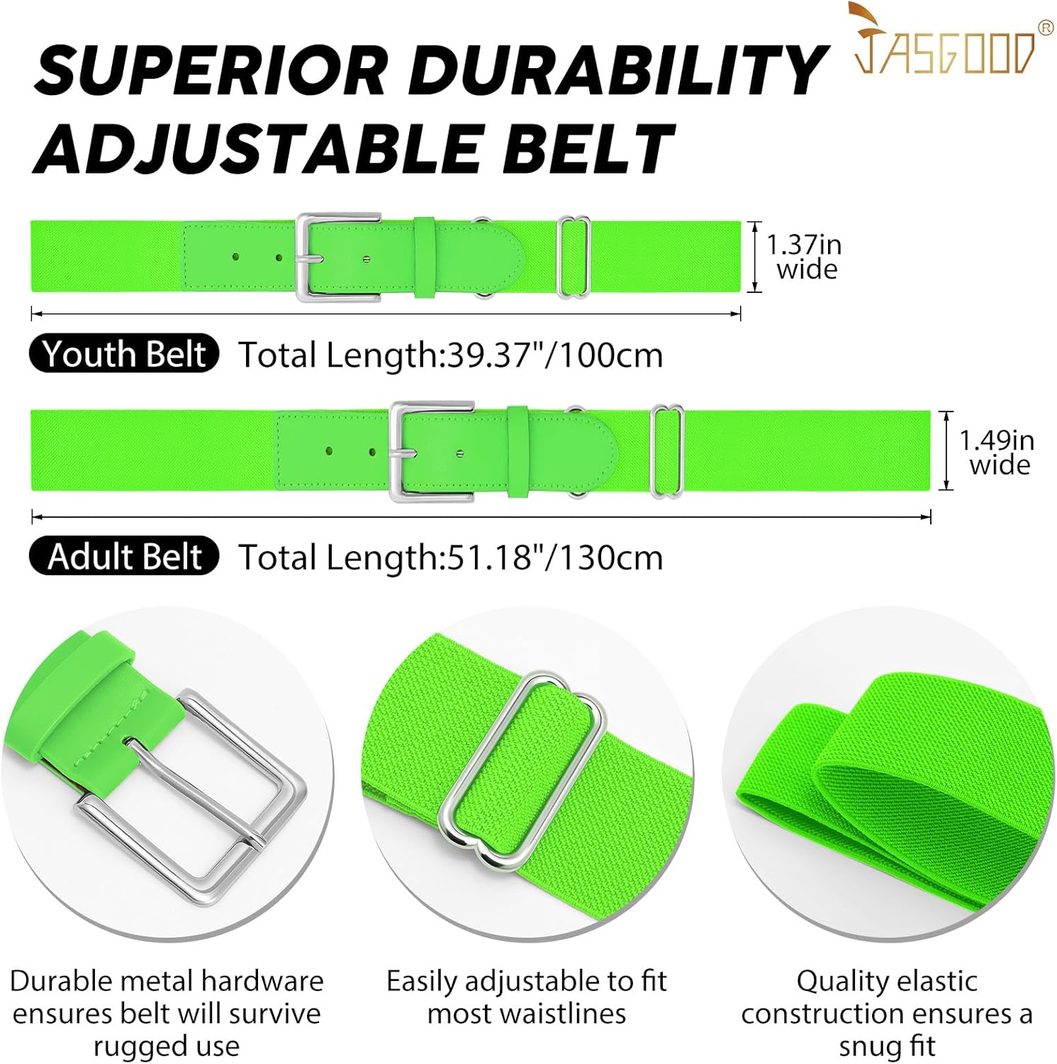 JASGOOD Baseball Socks and Belt Combo for Youth Adult Softball Socks and Elastic Belt for Boys Girls - Image 6