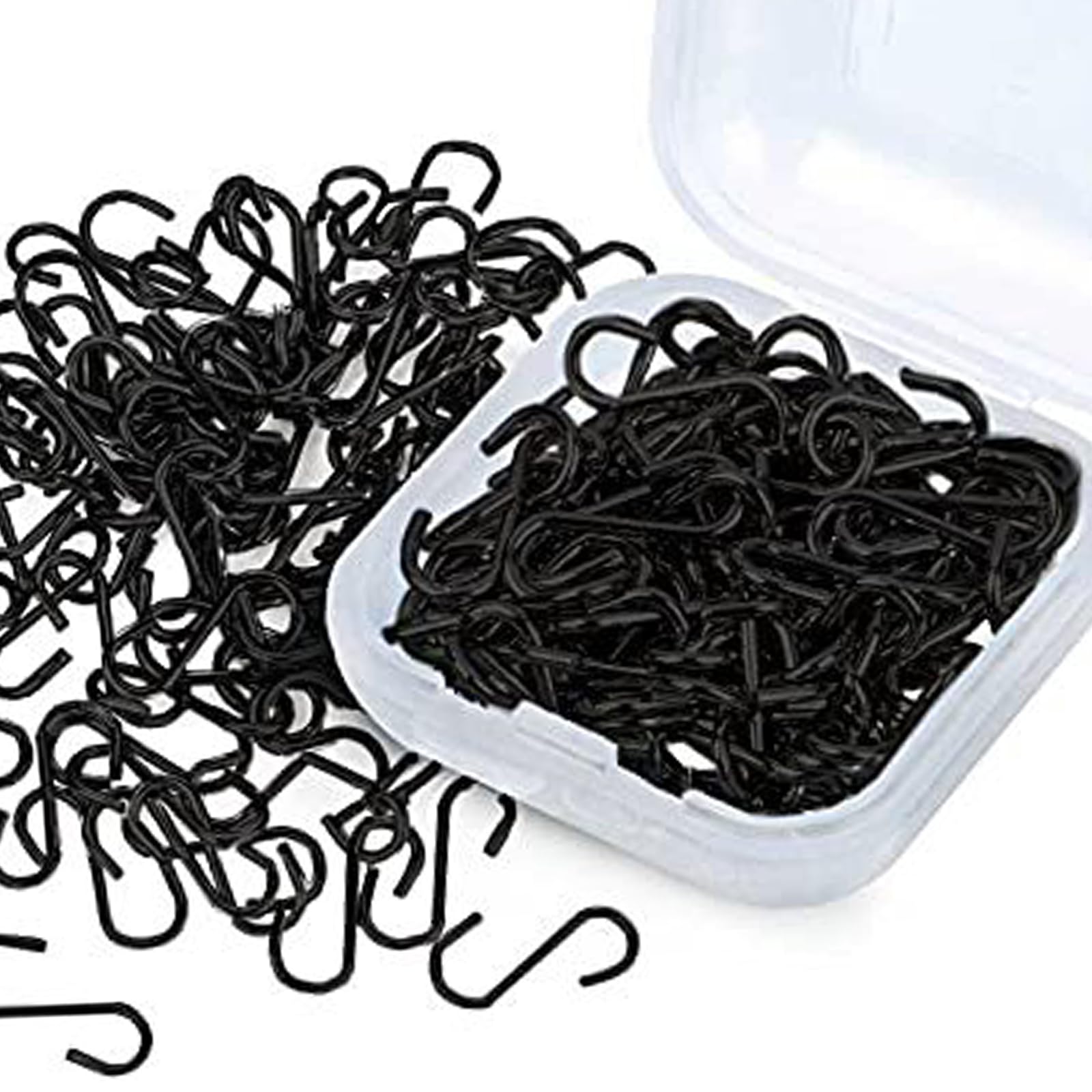 Msioytog 150 / 200pcs Black S Shape Hook Small Ornament Hook Christmas Ornament Hangers Jewelry for Hanging Plant Enduring Iron Hanging