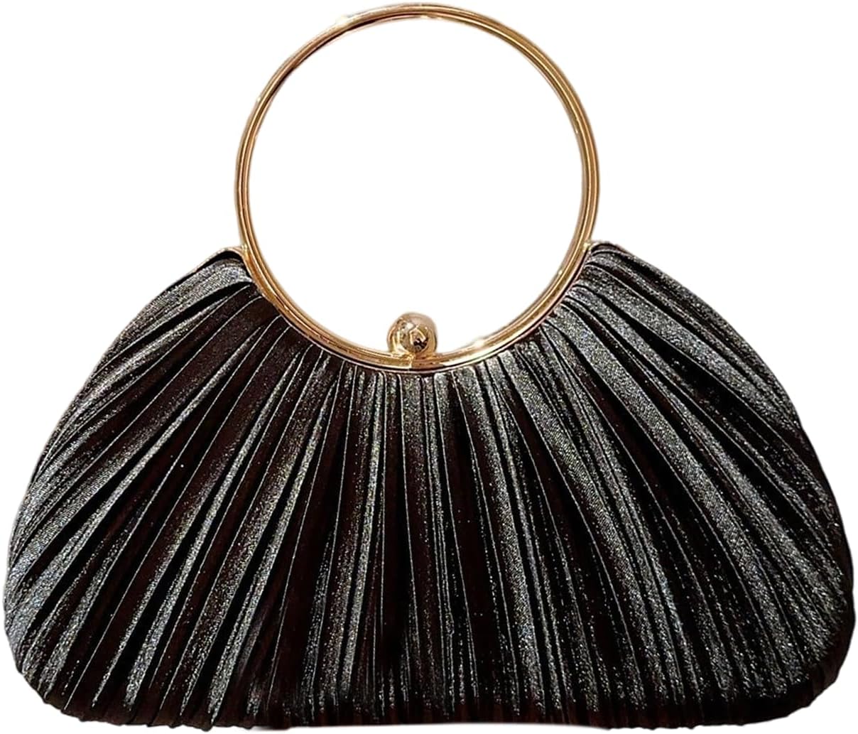 SweatyRocks Women’s Top Handle Evening Bag Pleated Small Party Prom Crossbody Purses