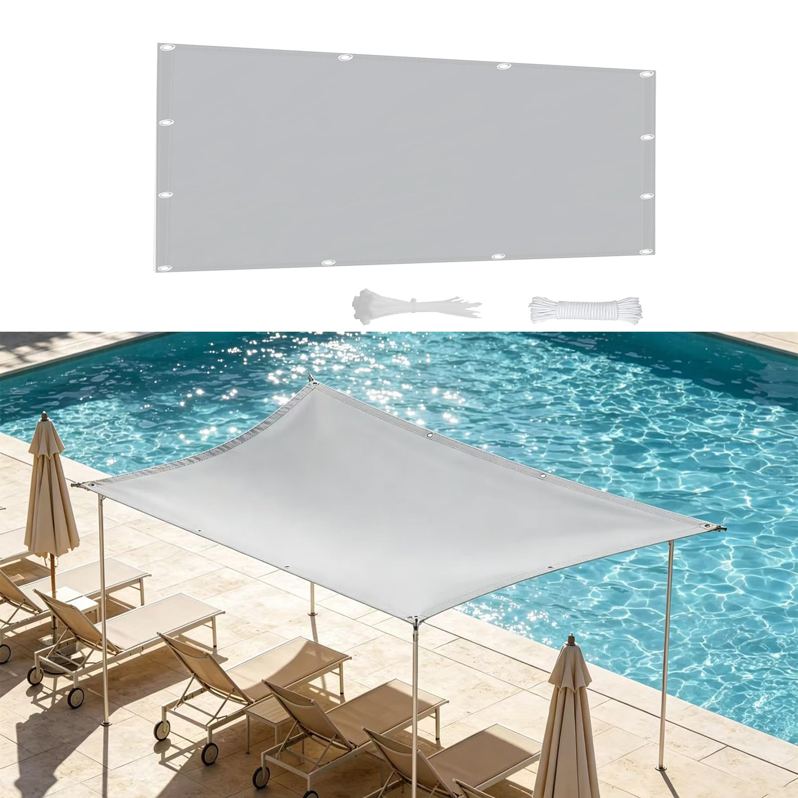 Vela parasole de jardín impermeable 1.5x2.7 toldo rectangular Oxford 420D exterior con cuerdas patio