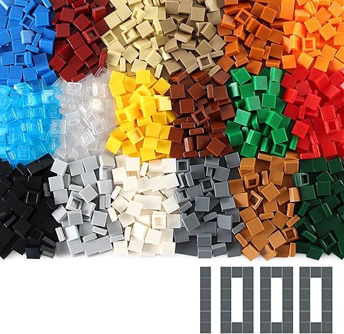 Miniatura 1 de Azulejos cuadrados 1 × 1, 1000 piezas y piezas de ladrillos planos, 18 colores a granel, accesorios de construcción para superficies lisas, mosaicos