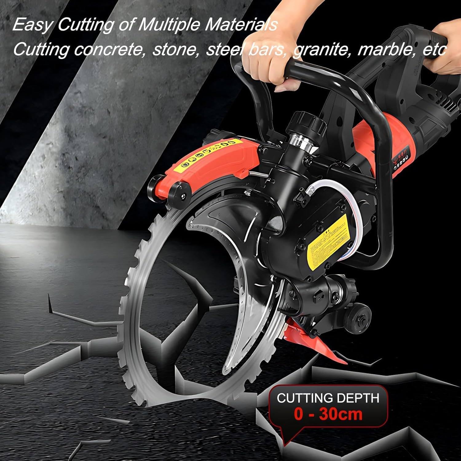 Ring Concrete Cutter Saw, Latest Motor 12000W Concrete Saw 16in,Pure Copper Motor,Smart Water Pump Water Fed Dust Suppression,4000RPM,Cut 2m in 3 Min,for Granite,Stone(110V,Depth Cut 29cm)