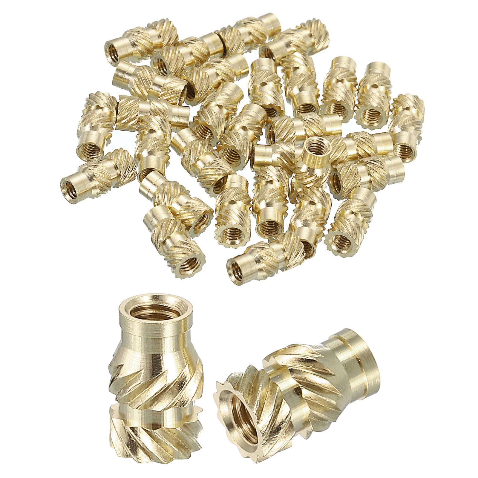 sourcing map Knurled Insert Nuts, 60pcs M3 x 8mm Length x 5mm OD 3D Printing Brass Nuts Female Threaded Inserts Brass Heat Set Insert Embedment Nut
