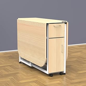 InnoFur Wooden Forito 6 Seater Folding, Multipurpose Large Dining Table (Beige)